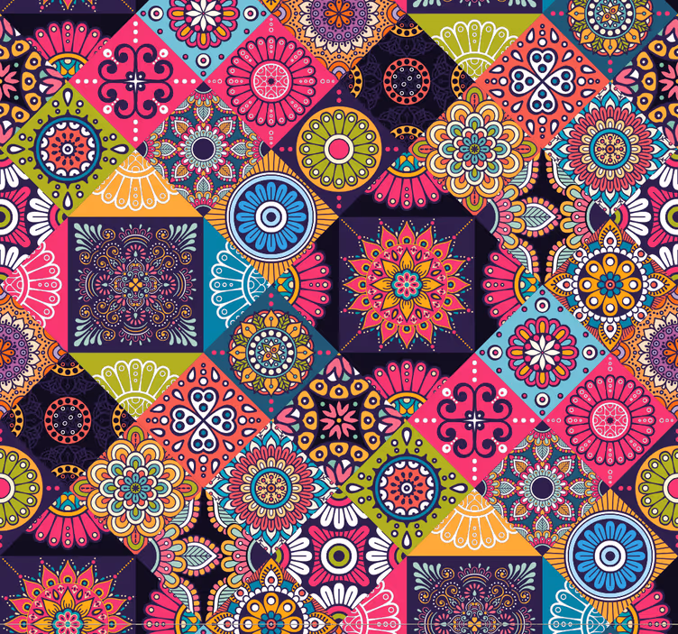 Sötét mandala csempe tapéta - TenStickers