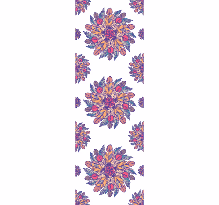 Szürke és piros mandala virág tapéta - TenStickers