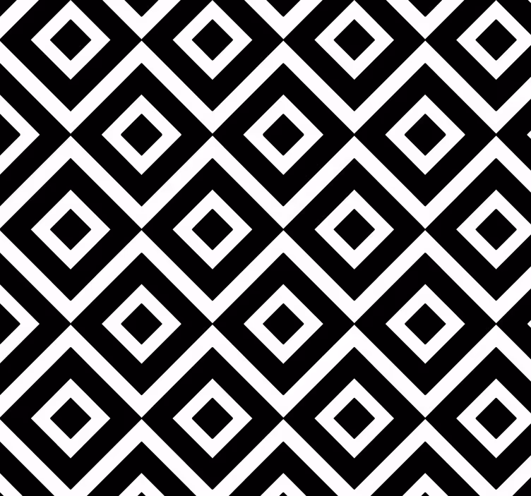 Fekete-fehér geometriai négyzet tapéta - TenStickers