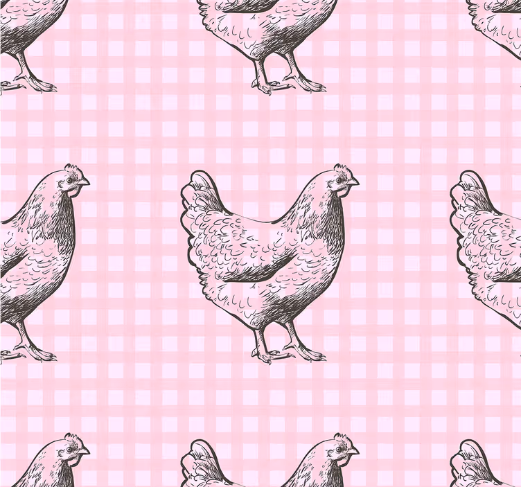 Rózsaszín és fehér négyzetek kakas tapétával - TenStickers