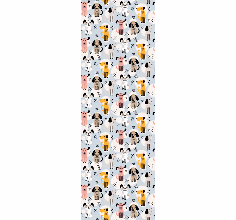 Többszínű kutyák kék hálószoba tapétaen - TenStickers