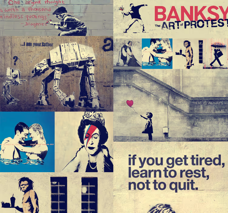 Kollázs - bansky art tapéta - TenStickers