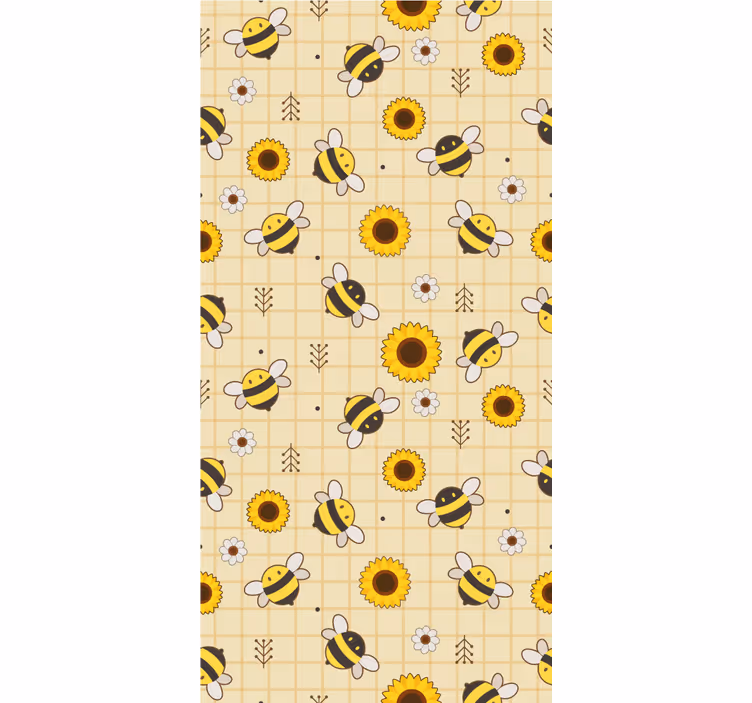 Méh napraforgó minta Allati tapéta - TenStickers