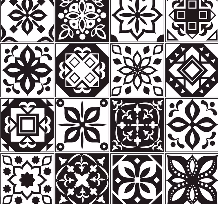 Arabeszk - fekete-fehér díszítő tapéta - TenStickers