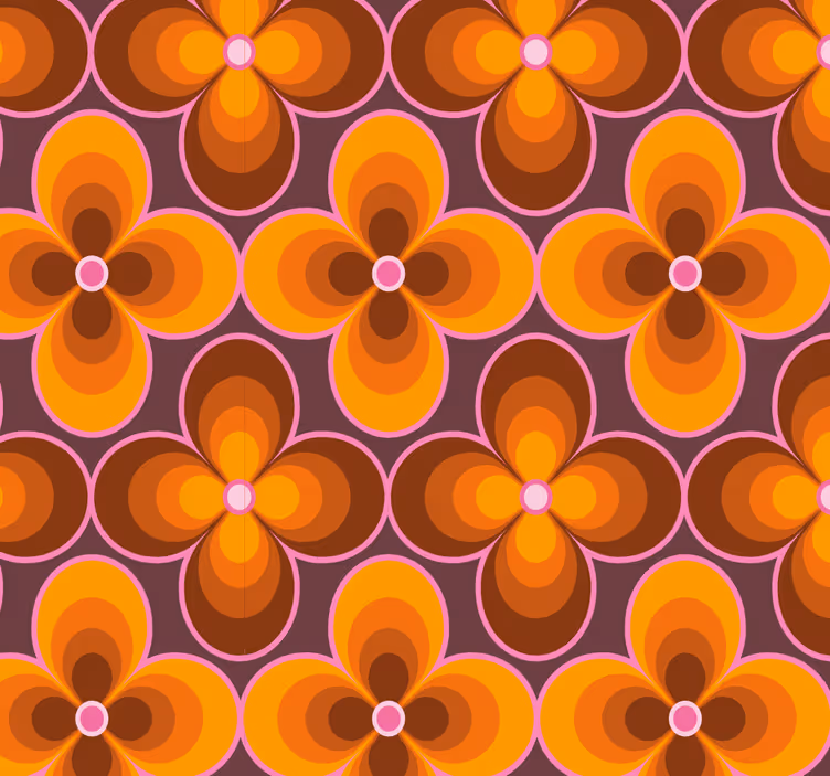 Virág retro groovy mintás virágos tapéta - TenStickers