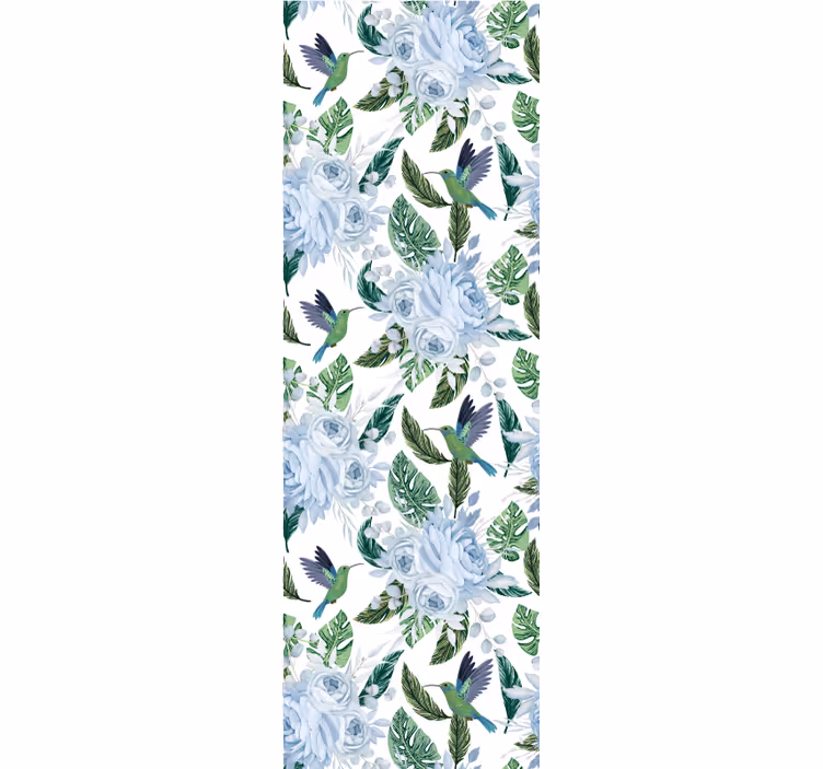 Virágos kolibri design Tapéta Virágok - TenStickers
