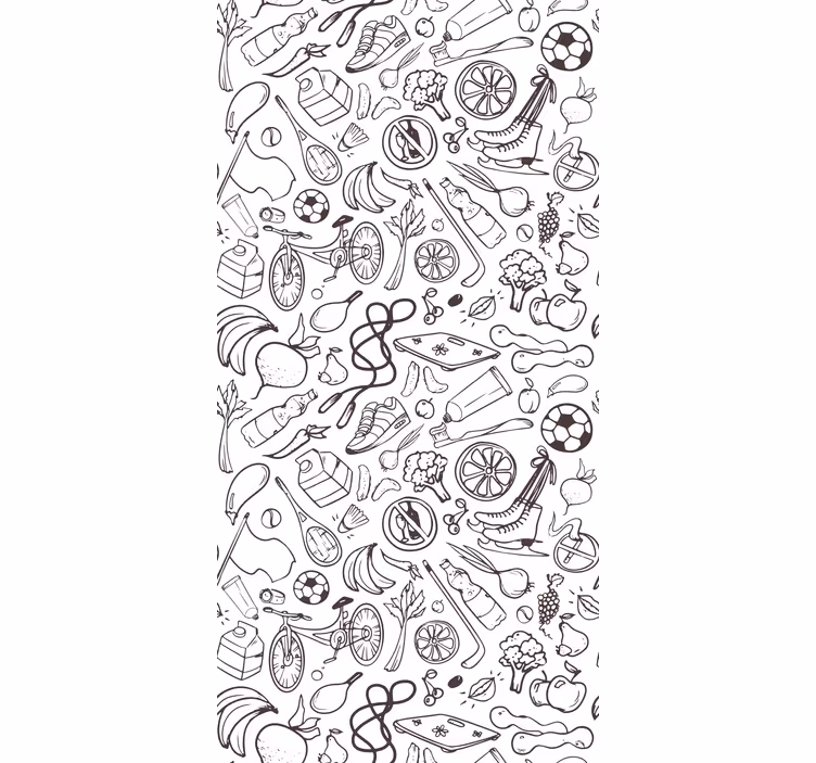 Fitness és sport szimbólum doodles tapéta - TenStickers