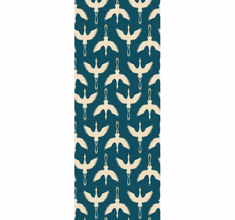 Fehér art deco gólya mintás tapéta - TenStickers