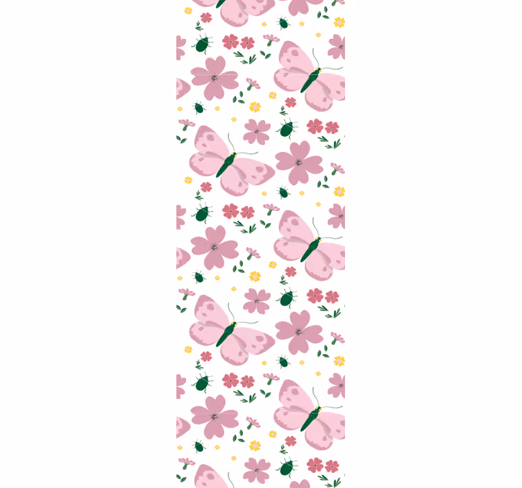 Rózsaszín virágok Tapéta pillangó - TenStickers