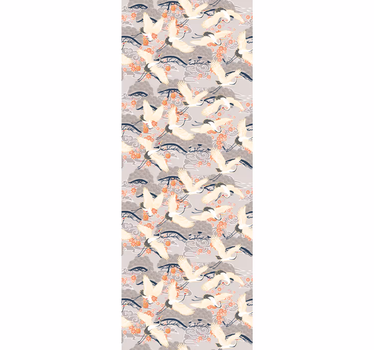 Herons japán stílusú mintás hálószoba tapéta - TenStickers
