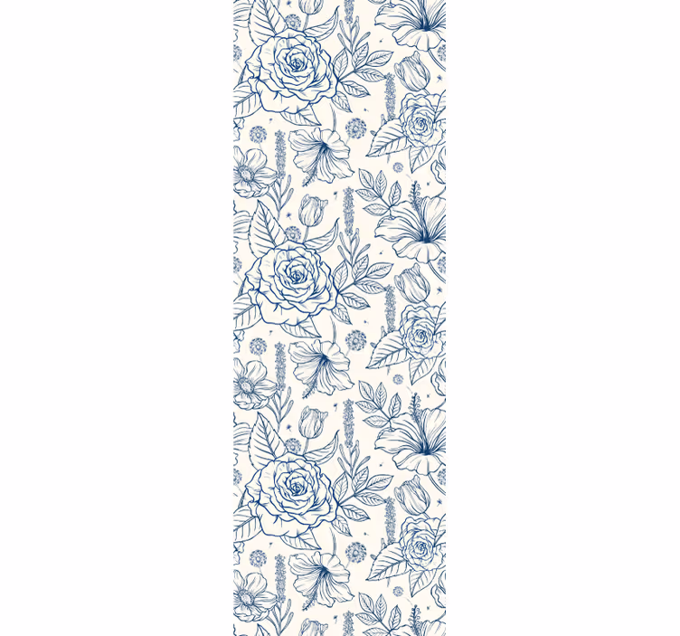 Delft kék virág virágos tapéta - TenStickers