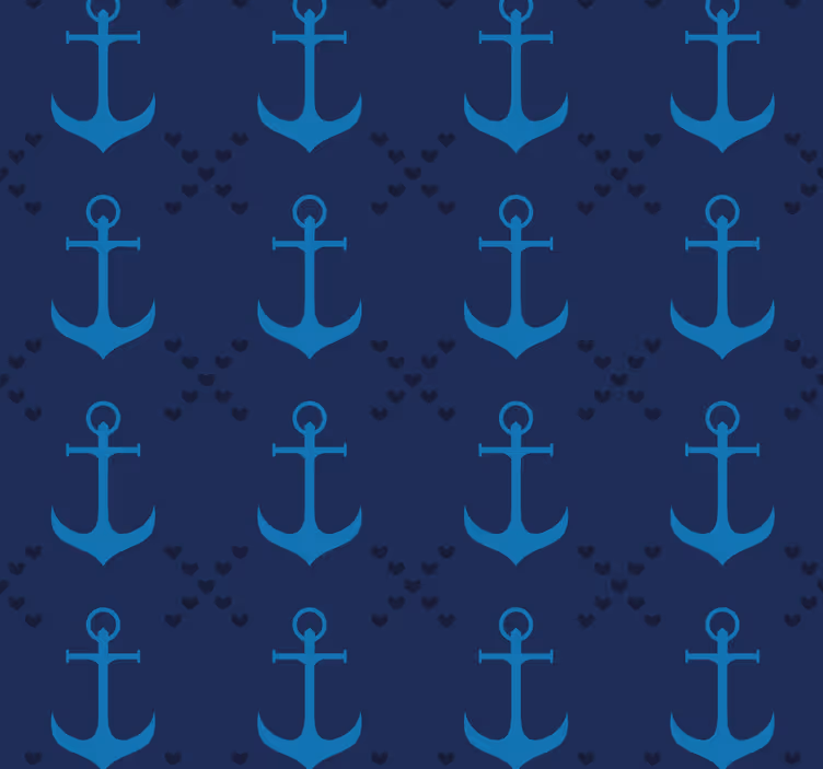 Tengerész kék horgonyok nappali tapéta - TenStickers