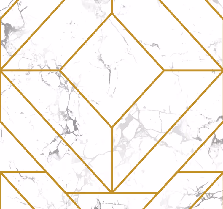 Nappali tapéta arany és fehér geometrikus - TenStickers