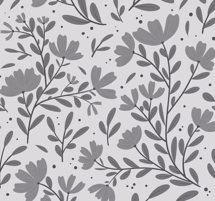 Szürke virágminta Tapéta Virágok - TenStickers
