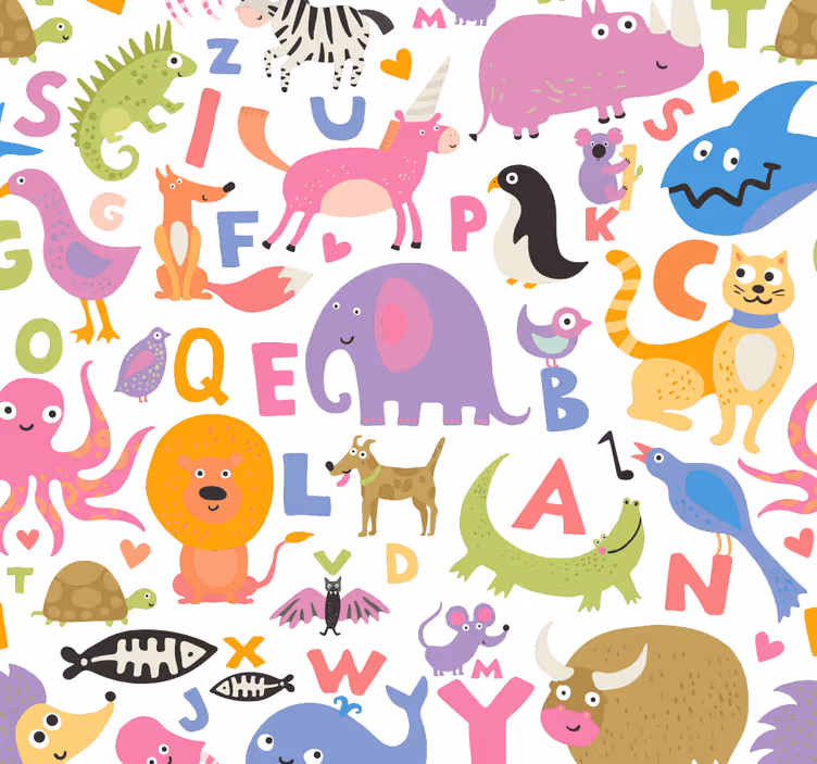 ábécé állatok Gyerekszoba tapéta - TenStickers