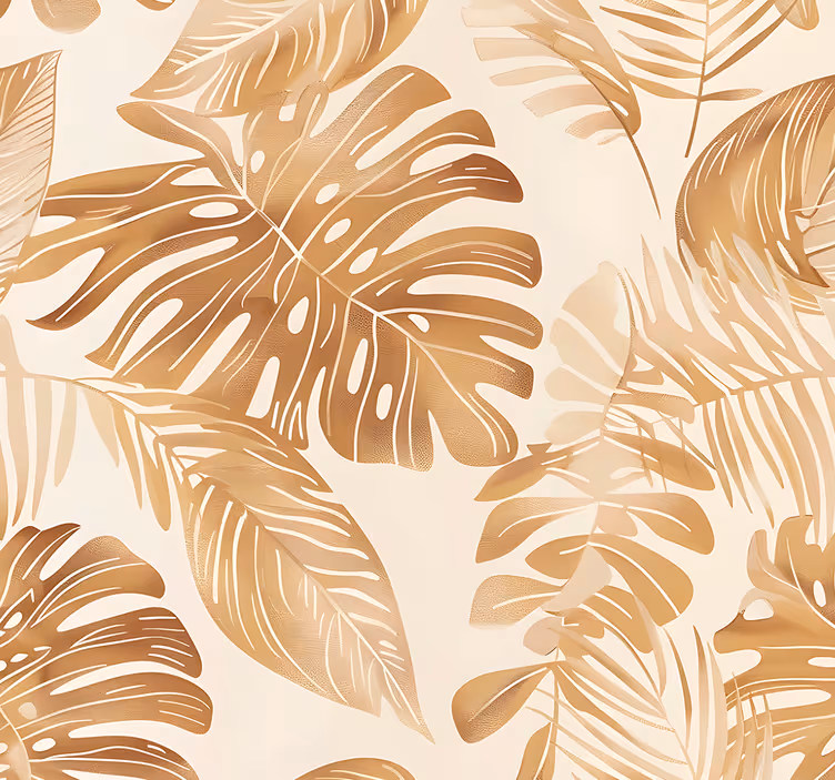 Beige nagy levelek mintás tapéta - TenStickers