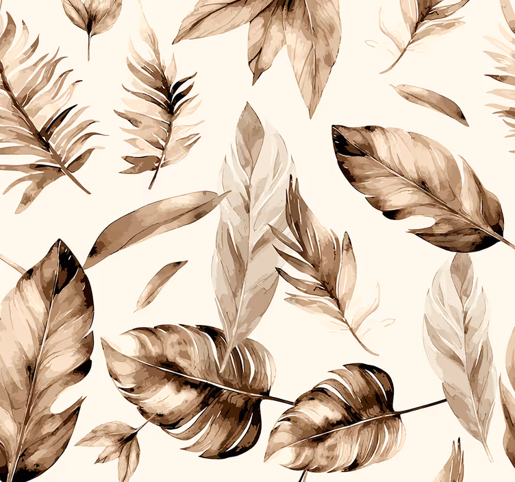 Beige levelek minta tapéta - TenStickers