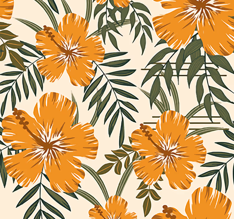 Hibiszkusz motívum Tapéta Virágok - TenStickers