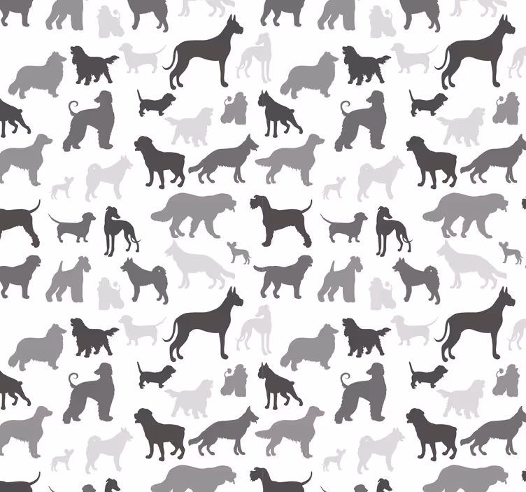 Fekete kutya sziluett mintás hálószoba tapéta - TenStickers