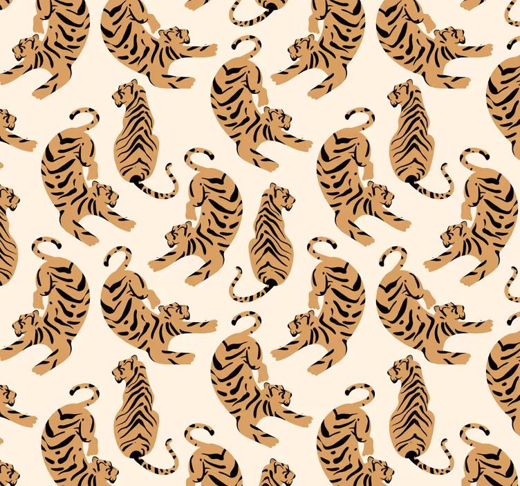 Gyermek tigris rajzok állat tapéta - TenStickers