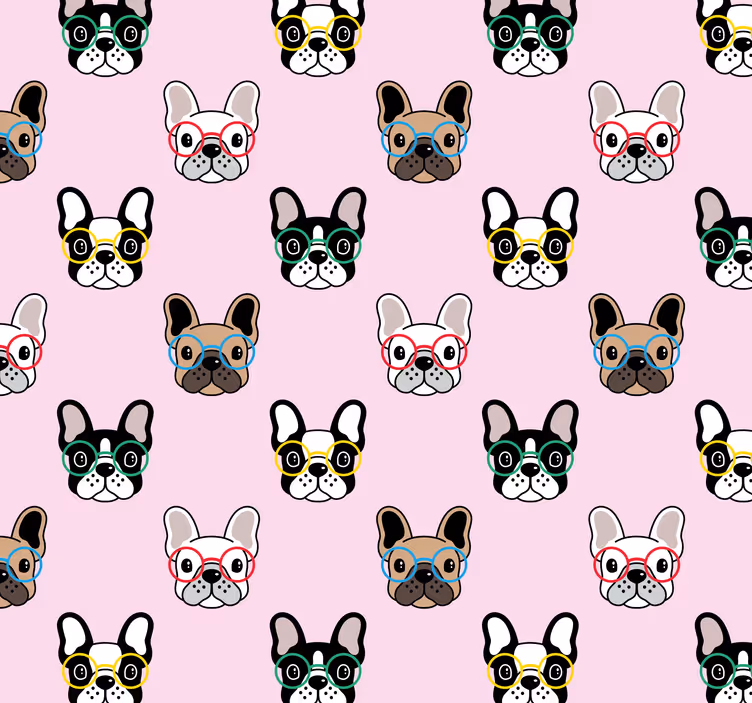 Francia bulldog szemüveg hálószoba tapéta - TenStickers