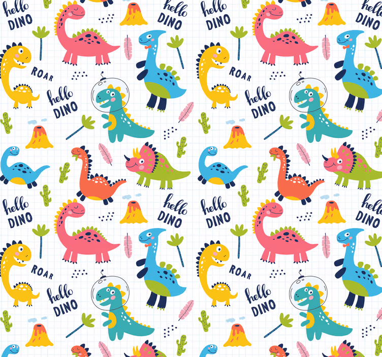 Aranyos dinoszaurusz mintás hálószoba tapéta - TenStickers