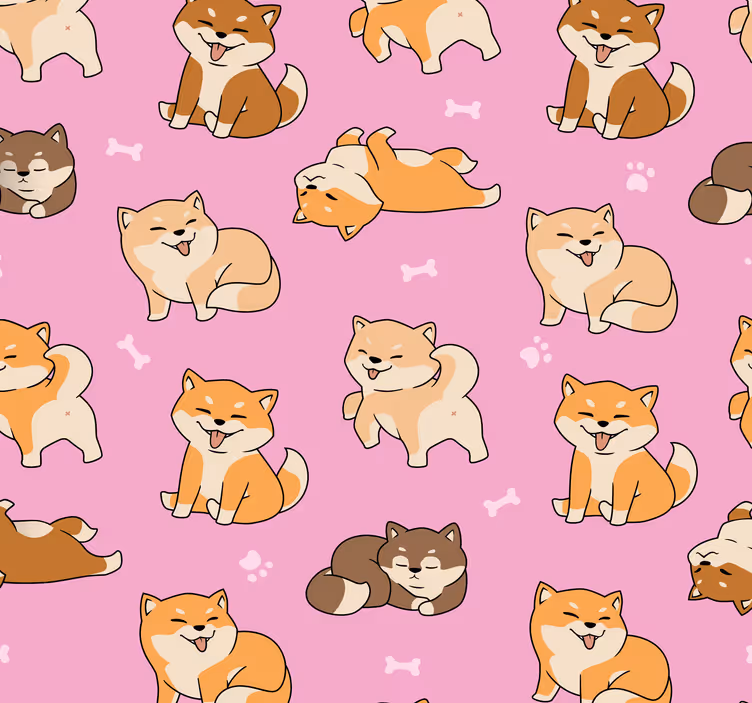 Szép minta corgi és gyermek tapétával - TenStickers