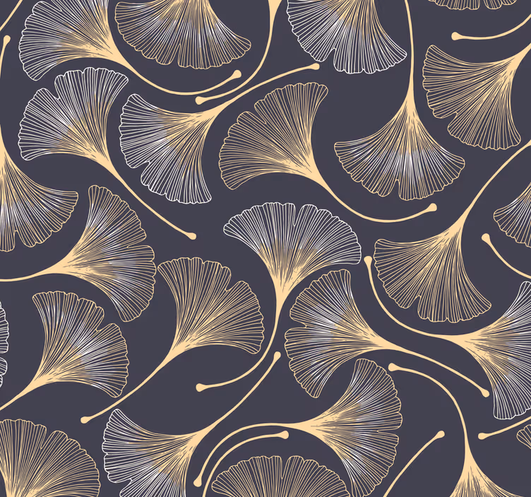 Ginkgo levelek legyező alakú modern tapéta - TenStickers
