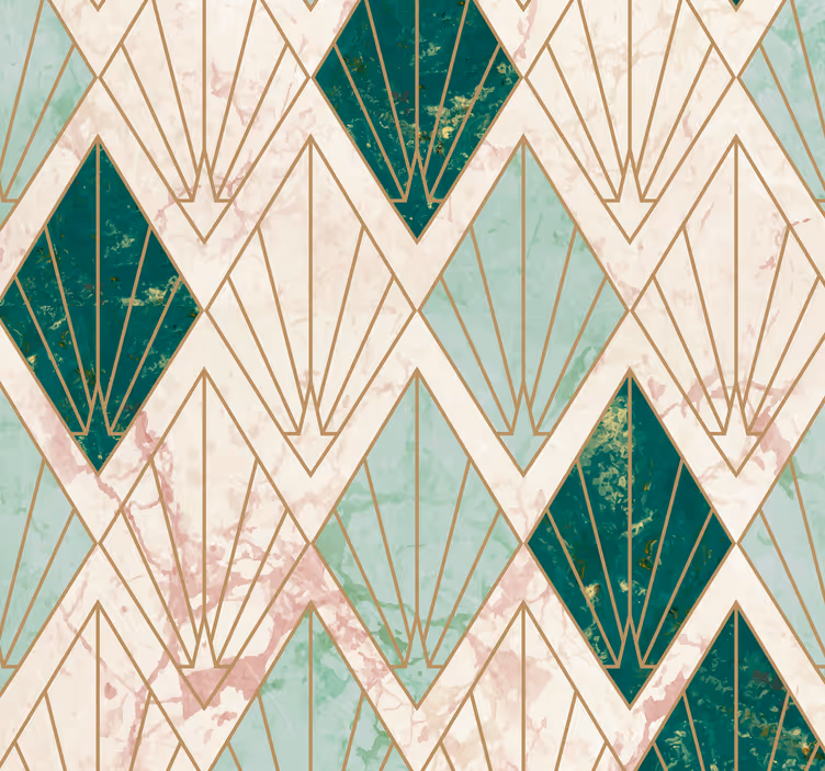 Art deco tengerzöld mintás csempe tapéta - TenStickers