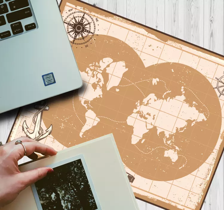 Előkelő bézs világtérkép egérpad - TenStickers