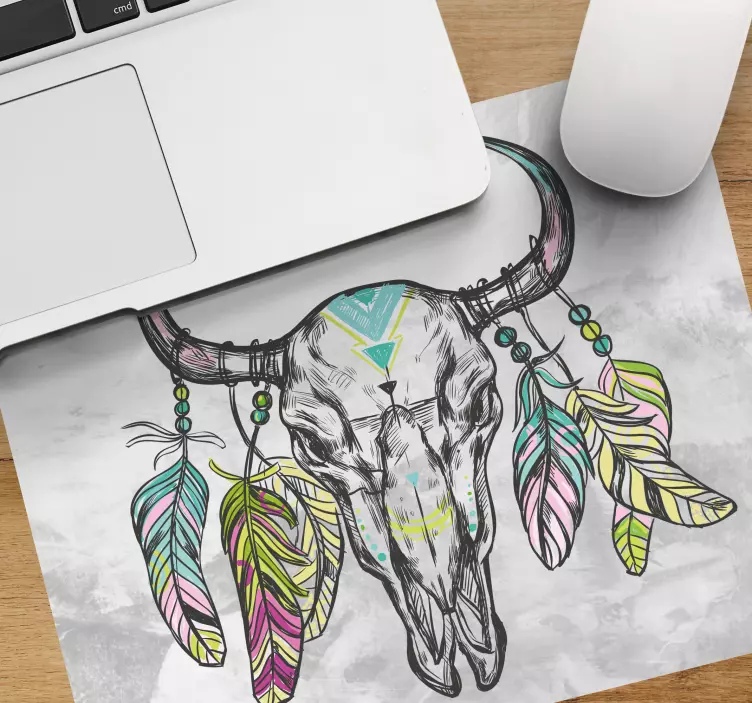 Fehér állat koponya eredeti egérpad - TenStickers