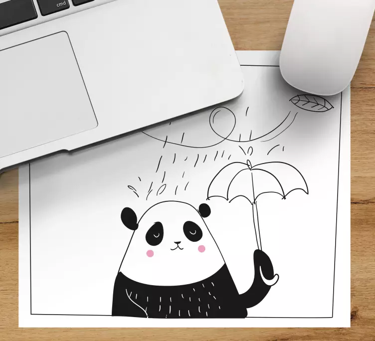 Panda az esőben eredeti egérpad - TenStickers