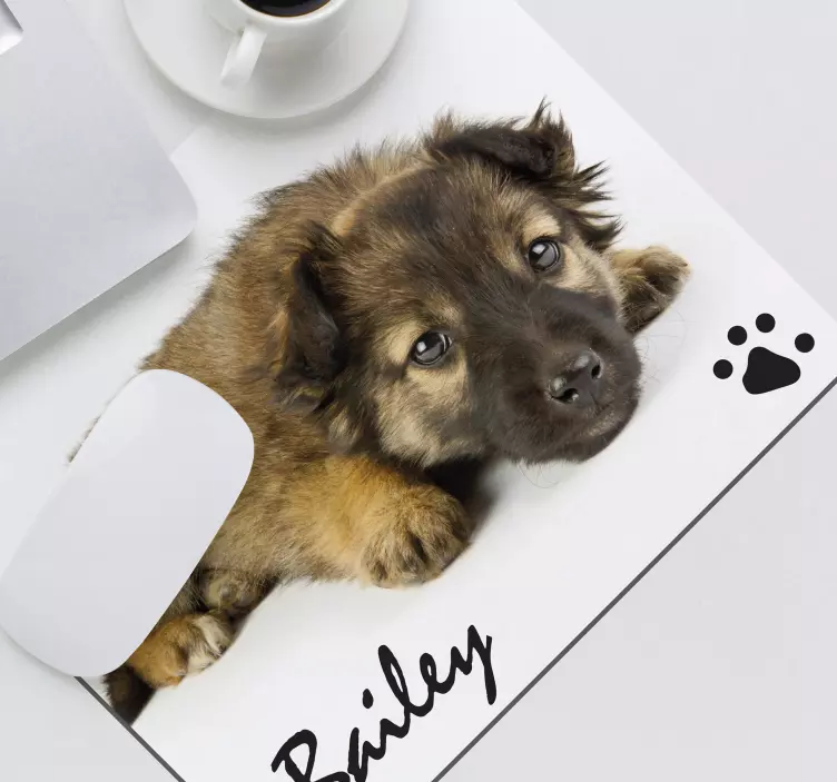 Személyre szabott kutya fotó és név egér szőnyeg - TenStickers