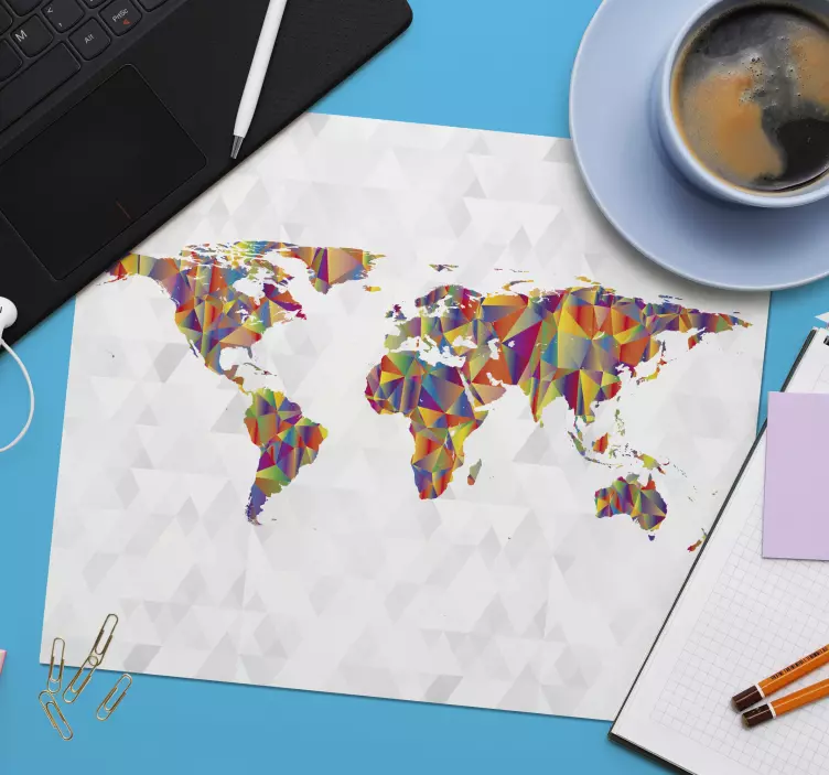 Színes geometriai ábrázolás mouse pad világtérkép - TenStickers
