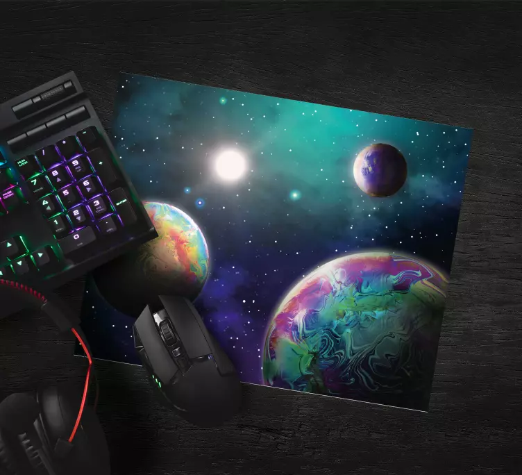 Színes kozmikus gömbök mouse pad világtérkép - TenStickers