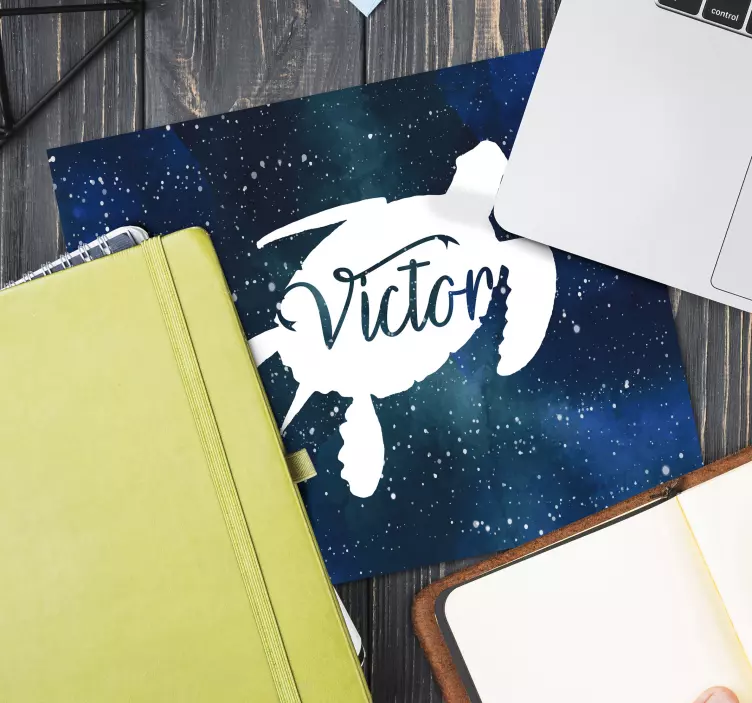 Teknős galaxis mintával és név egérpad - TenStickers
