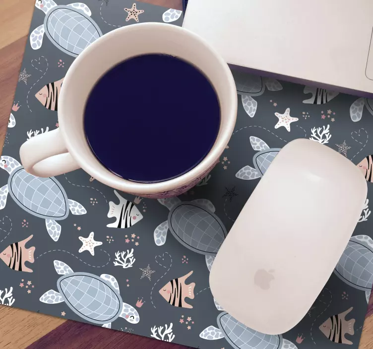 Teknős és hal a vízi egérpad alatt - TenStickers