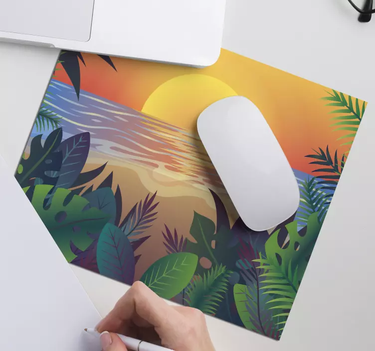 Trópusi naplemente oázis mouse pad eredeti - TenStickers