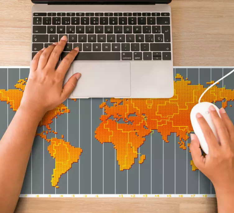 Világtérkép időzóna világtérkép egérpad - TenStickers