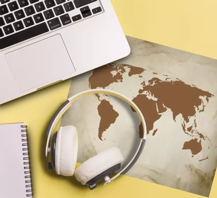 Vintage barna tónusok világtérkép egérpad - TenStickers