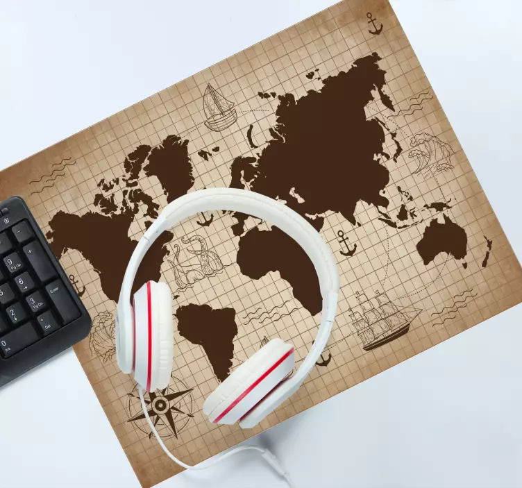Vintage térkép a világ egérpad - TenStickers