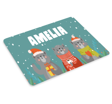 Ünnepi Állatok háromasa egérpad névvel - TenStickers