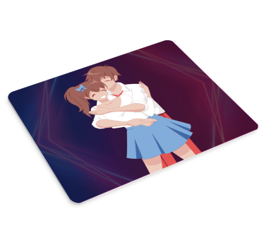 Piros és kék ölelkező karakterek anime egér szőnyeg - TenStickers
