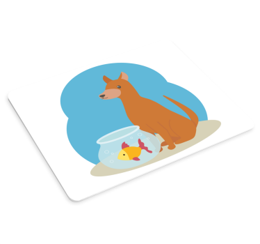 Játékos kutya halakat néz - mouse pad eredeti - TenStickers