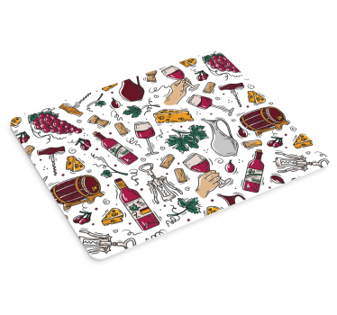 Szőlő, bor és sajt mintás egérpad minták - TenStickers
