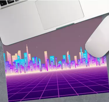A 80-as évek vaporwave futurisztikus város eredeti egérpadja - TenStickers