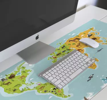 állatok világtérkép vinil egérpad - TenStickers