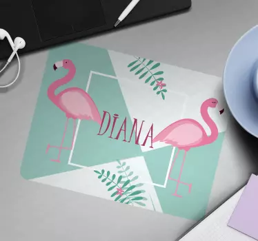 Aranyos flamingók levelekkel egyedi egerek - TenStickers