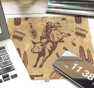 Bika egér szőnyegen lovagló cowboy - TenStickers
