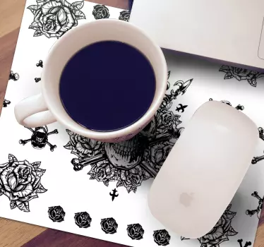 Bonyolult koponya rózsák mouse pad eredeti - TenStickers